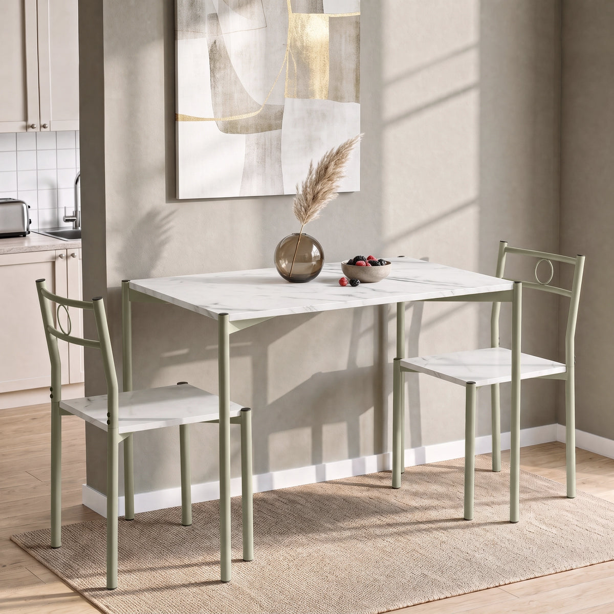 Breakfast 2 Seater Dining Table Chairs Marble