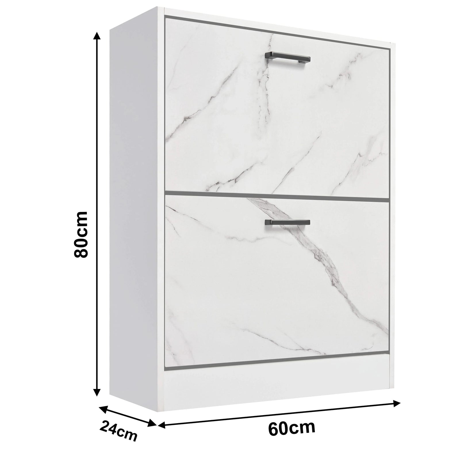 [White Marble] dimensions of the white marble wooden shoe storage cabinet: width 60 cm, depth 24 cm, and height 80 cm.