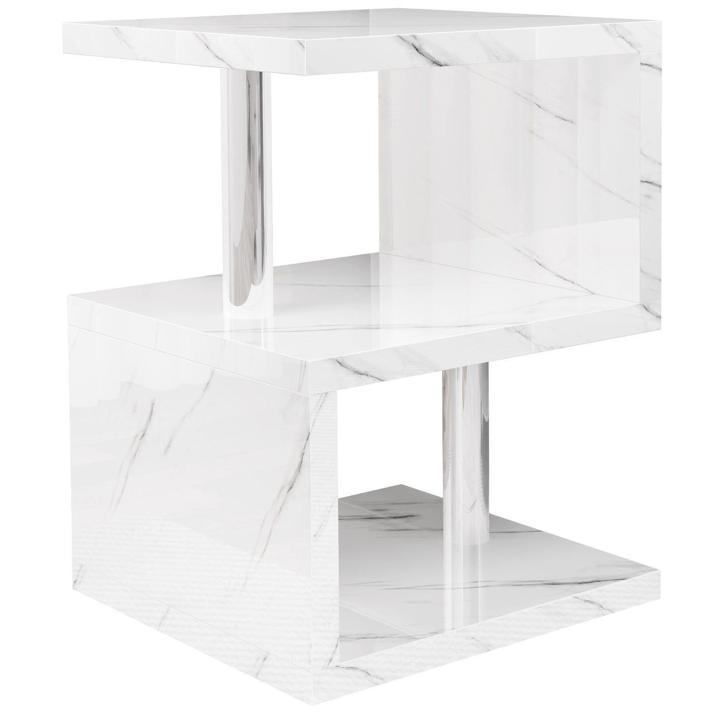High Gloss Sofa Side Table With LED