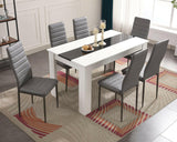 White marble top dining table set with chairs, stylish and durable for any modern home.