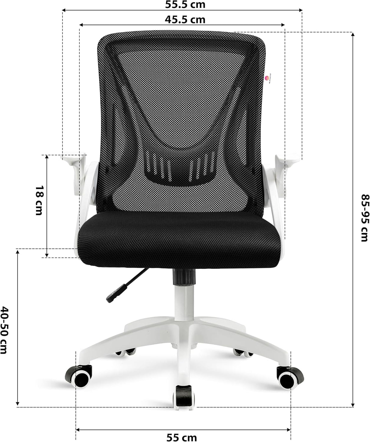 White mesh office chair for breathable comfort and ergonomic support.