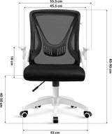 White mesh office chair for breathable comfort and ergonomic support.