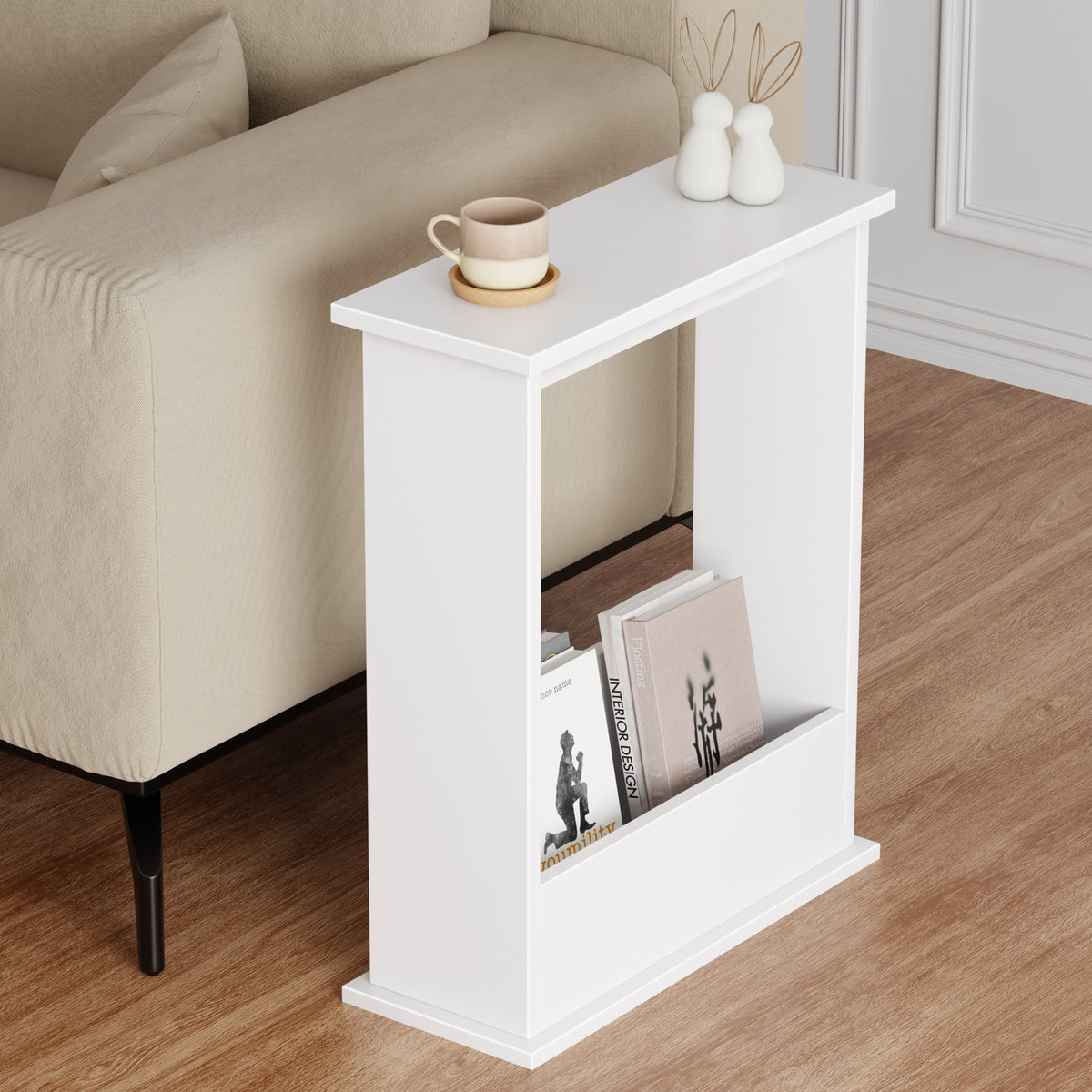 Small Narrow Side Table Storage Slim Sofa End Table