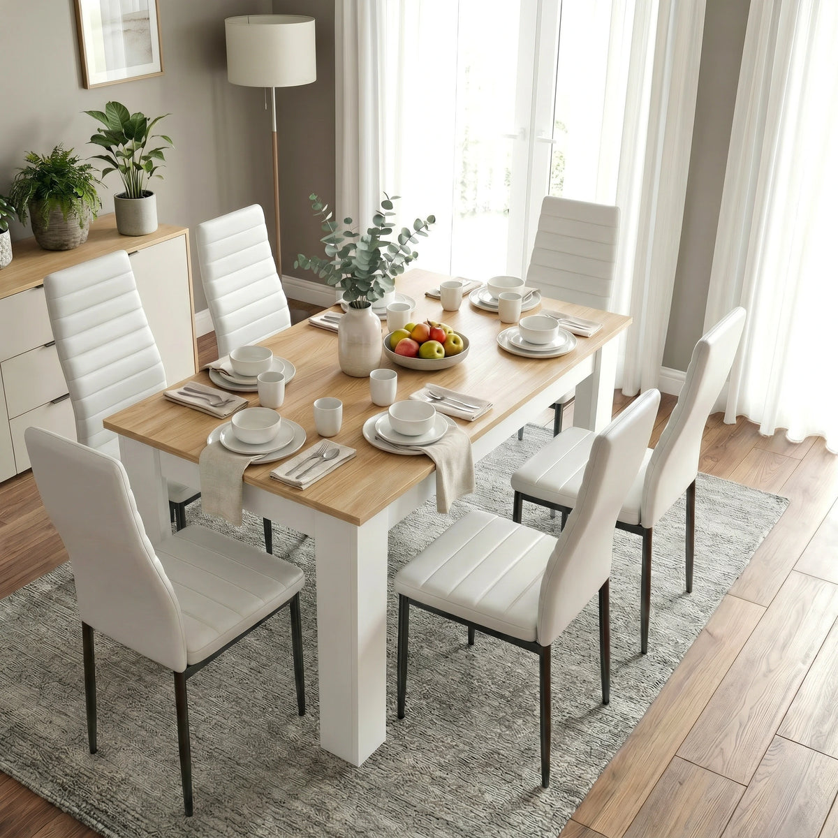 & Pine 4 6 Seater Dining Table Chairs Set 6 Seater