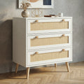 Wovena White Rattan 3 Chest of Drawers, Pine legs
