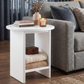 Small Round Side Table with Shelf Living Room Sofa End Table