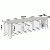 [White] Shaker TV unit 180cm technical dimensions size guide diagram with measurements