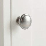 [White] Tavero corner TV unit close-up of round silver knob fitted to white shaker-style cabinet door