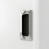 [ White] Torvek wardrobe close-up of metallic recessed rectangular flush handle on white door panel