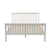 White solid pine wood bed frame in double with slatted headboard and footboard for perfect mattress support