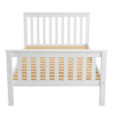 White wooden single bed frame with slatted base, offering a sturdy and stylish design for your bedroom