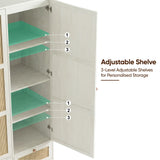 [White] Wovena 3 door wardrobe open interior showing three highlighted adjustable shelves for personalised storage