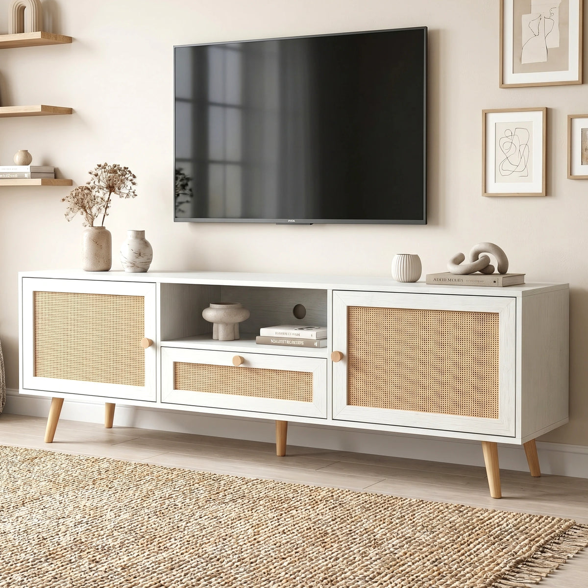 Wovena Rattan TV Unit 2 Door Storage Cabinet 160cm