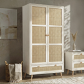 Wovena Rattan 2 Door Wardrobe with Drawers - White
