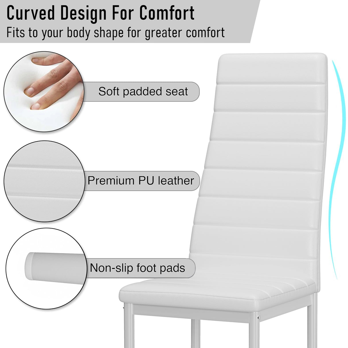 Minimalist Dining Set For 4 With Padded Chairs – Compact White Table