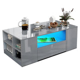 High Gloss Coffee Table with Storage Drawers & LED Lights