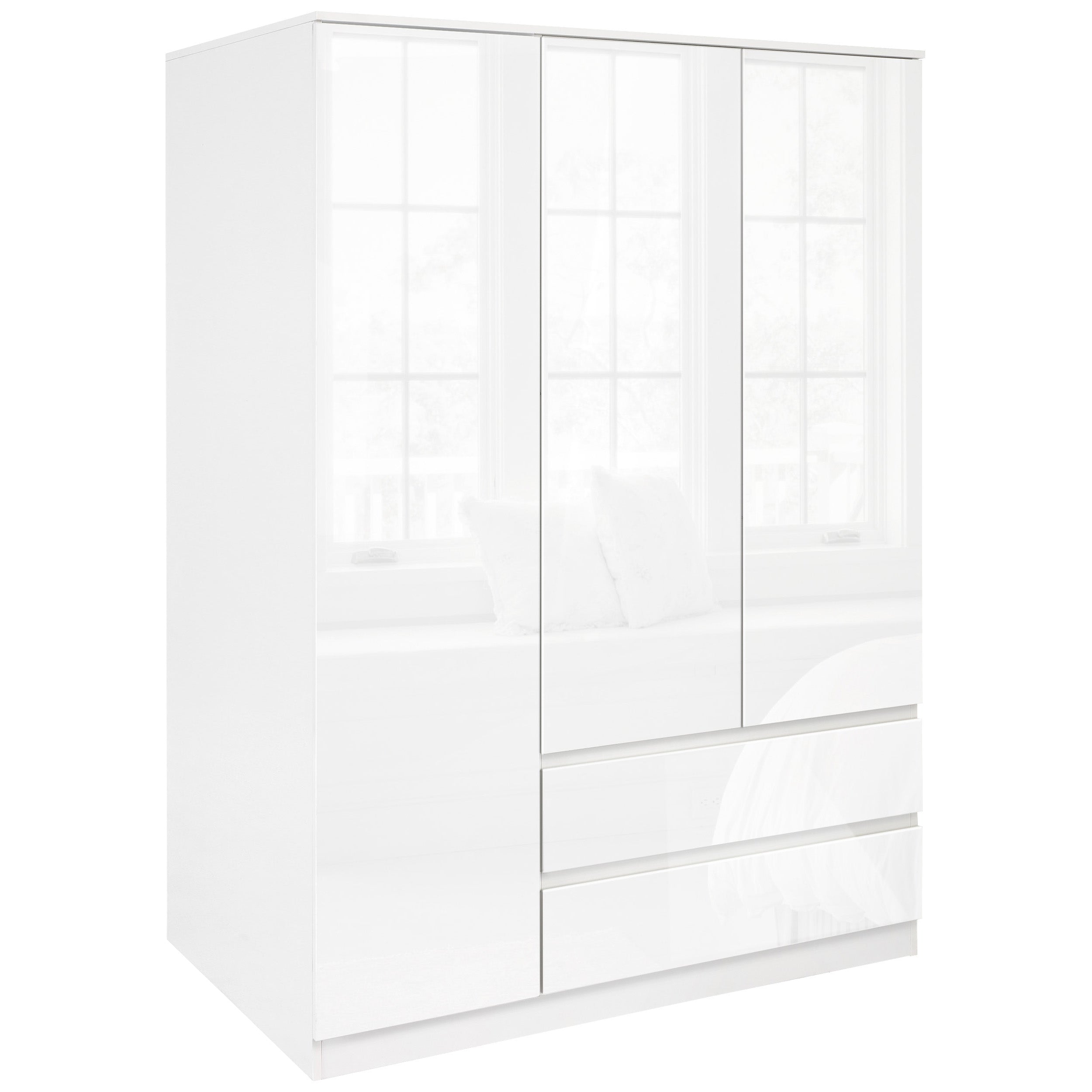 Blisswood High Gloss Bedroom Set (3 Door Wardrobe and 6 Drawer Chest)