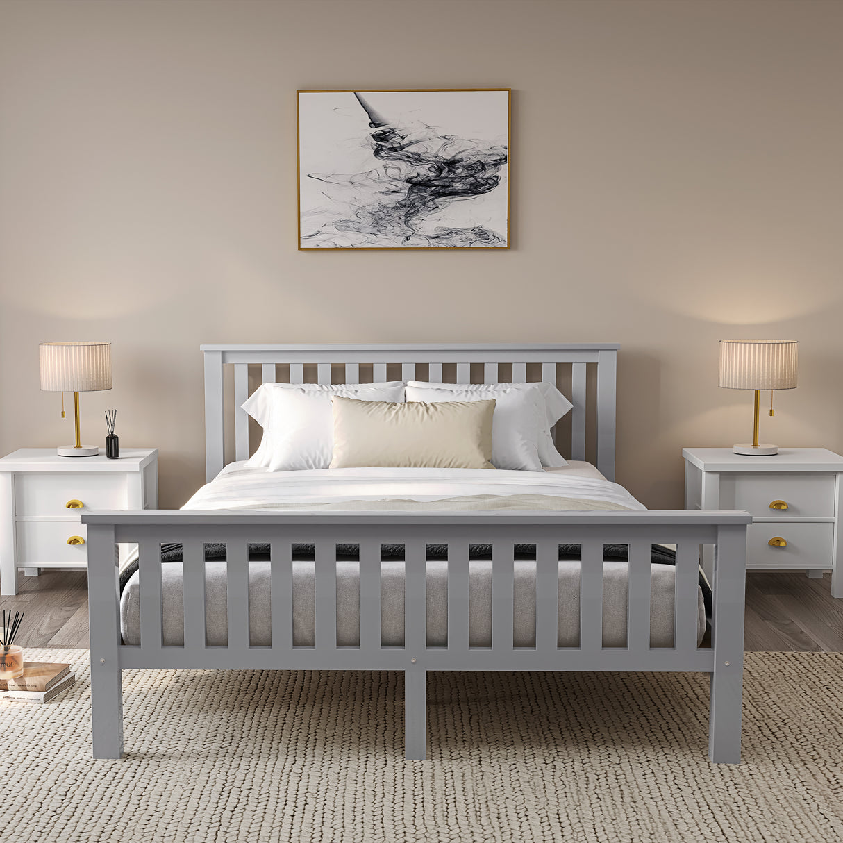 Wooden bed frame king size – sturdy, elegant, and ideal for a timeless bedroom style.