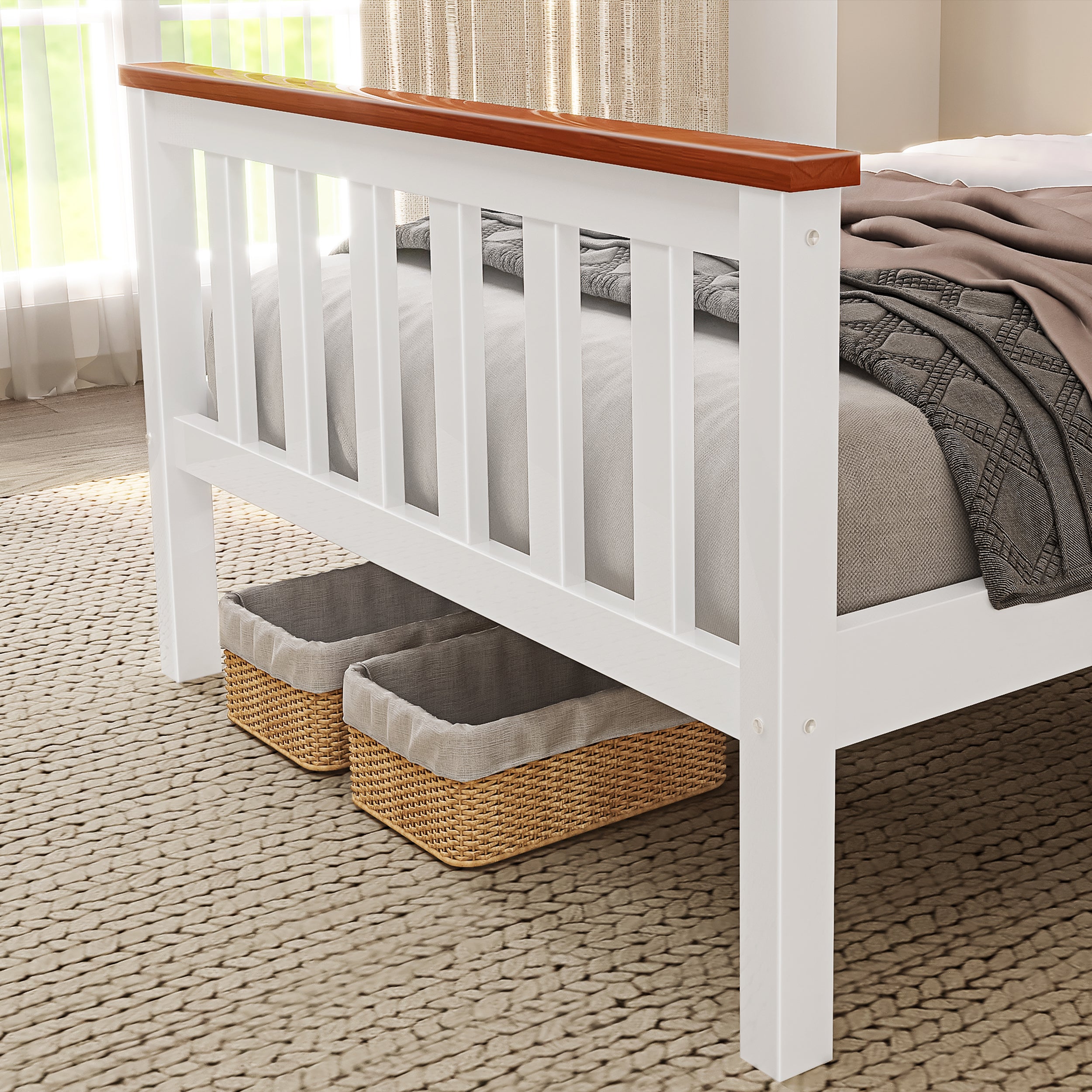 Elegant wooden bed single – classic style and durable craftsmanship for a cozy bedroom setup.