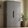 [Wooden Grey+Grey] Skova double wardrobe with modern scandi wooden grey frame with grey doors internal in bedroom
