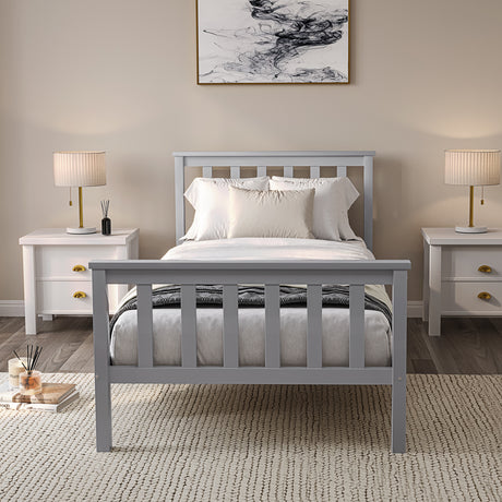 High-quality wooden single bed frames, combining durability and classic design for a bedroom setup.