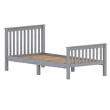 [Single | Grey] Painted Shaker bed frame from above-angle showing slatted panels and mattress support