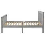 [Single | Grey] Slatted bed frame side profile with tall headboard and shorter matching footboard