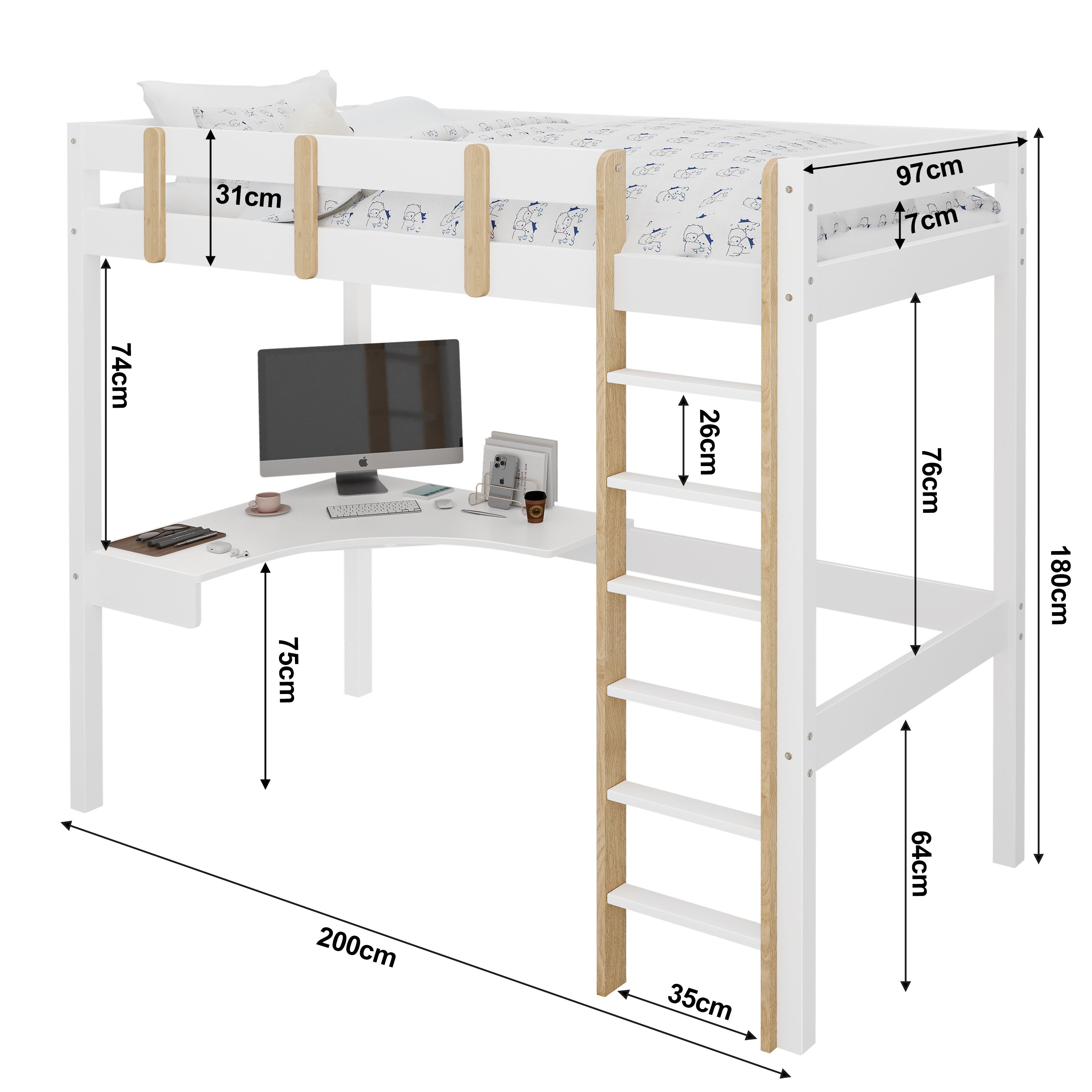 Blisswood High Bunk Bed With Desk