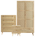 Wovena Oak Effect Rattan 3 Piece Bedroom Set- Pine Legs