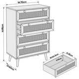 [Oak] Wovena chest dimensions diagram showing W:70cm, H:95cm, D:40cm overall and drawer interior measurements