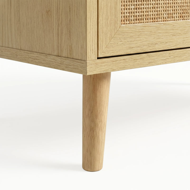 [Oak] Wovena tall chest of drawer leg detail showing solid pine construction on light floor