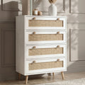 Woven Rattan 4 Drawer Chest of Drawers, White