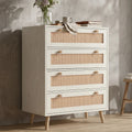 Woven Rattan 4 Drawer Chest of Drawers, White