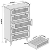 [Oak] chest dimension diagram of 5 drawer chest showing 70cm width 40cm depth and 114cm height and drawer size