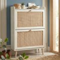 Wovena Rattan White 2 Door Shoe Storage Cabinet Hallway