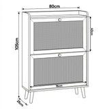 [Oak Effect] Wovena 2 door shoe cabinet schematic showing 80cm W x 25cm D x 105cm H and 40cm drawer height
