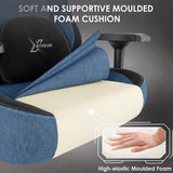 [Blue] Xstriker ergonomic home office chair with soft moulded foam cushion for superior comfort and support during long gaming or work sessions.