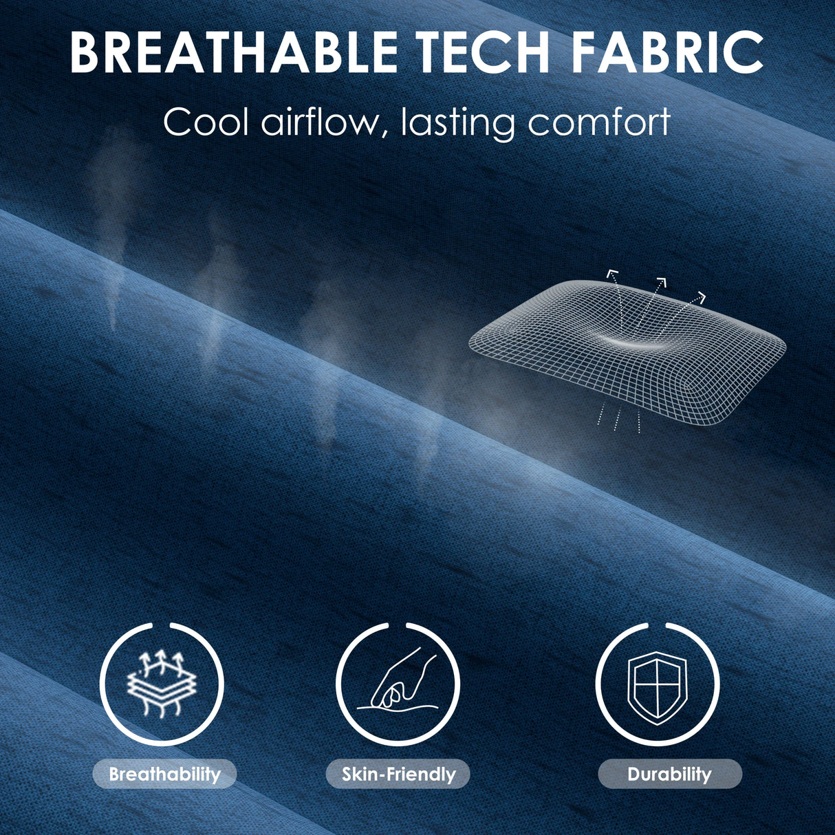 Xstriker computer PC gaming chair features breathable tech fabric for cool airflow, skin-friendly texture, and long-lasting durability.