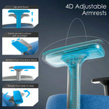 4D adjustable armrests on Xstriker blue gaming chair allow full customization for optimal arm and wrist support.