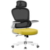 [Yellow + Black] Yellow and black computer chair featuring ergonomic design with adjustable height and swivel base.