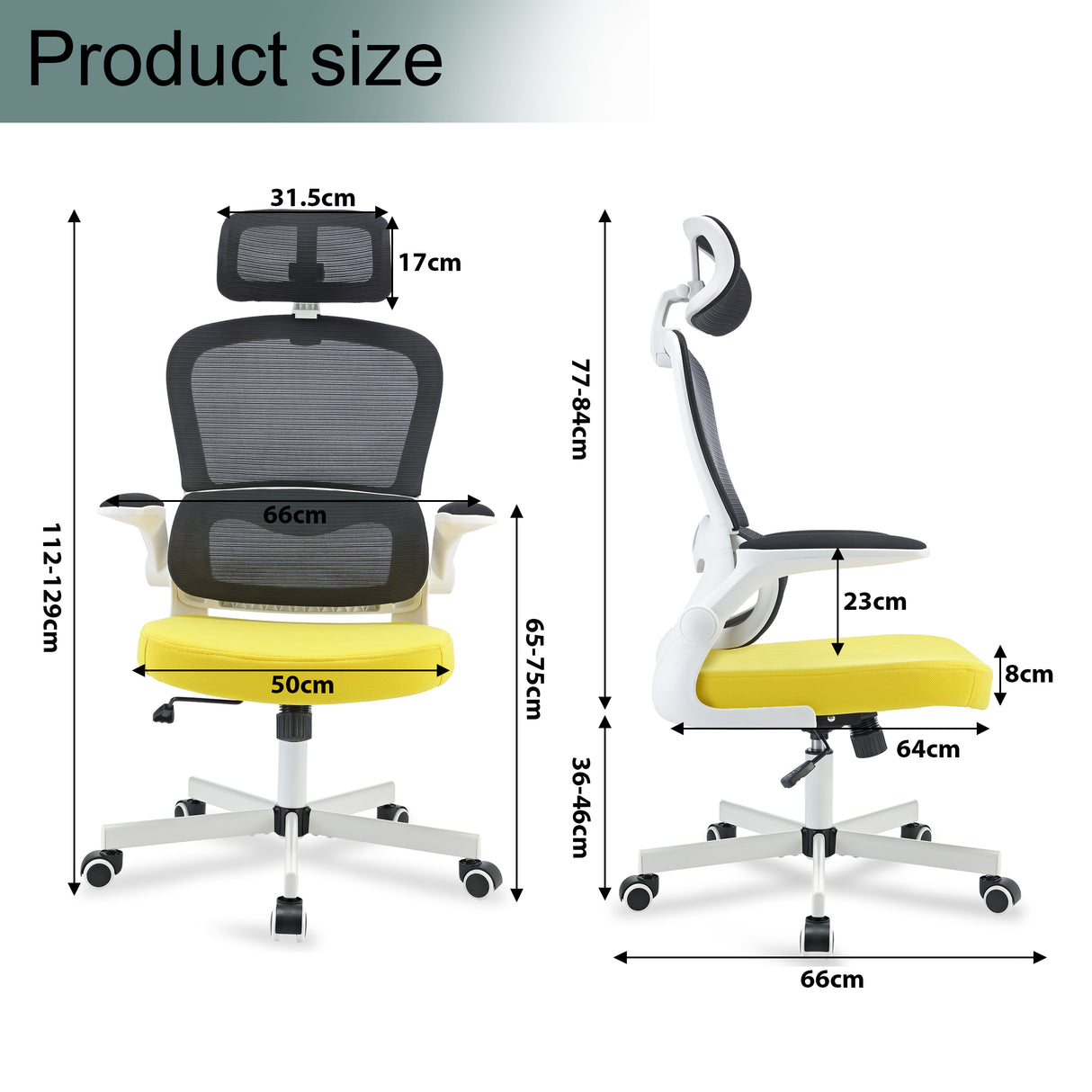 Yellow Black Office Chair Dimensions – Ergonomic Adjustable Chair for Office & Gaming