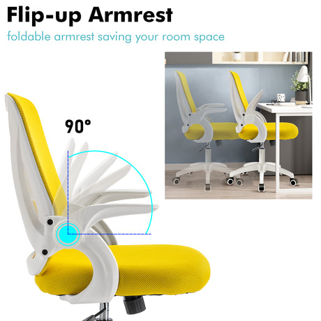 Yellow office mesh chair for vibrant design and ergonomic comfort.