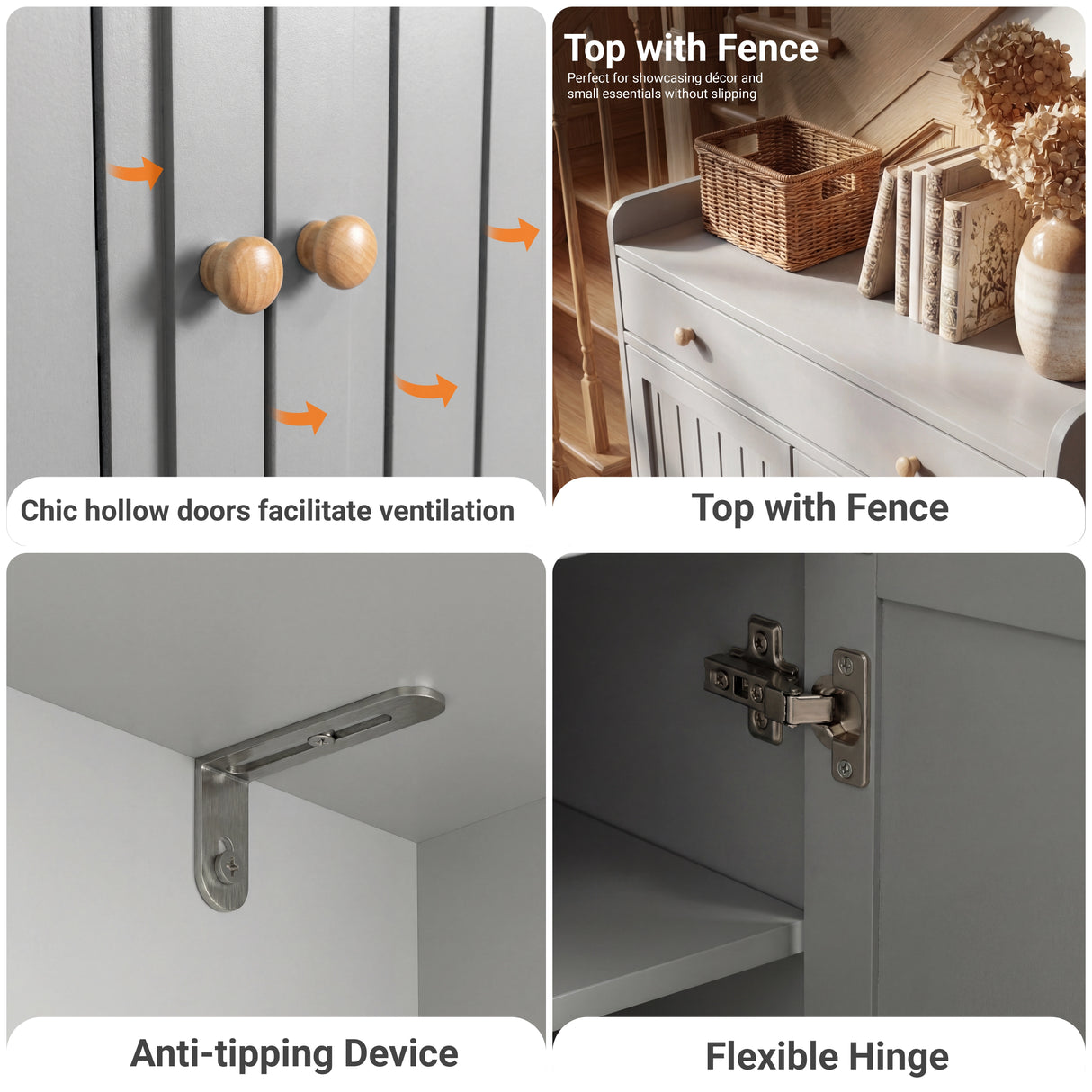 4-Tier Shoe Storage Cabinet with Adjustable Shelves Hallway