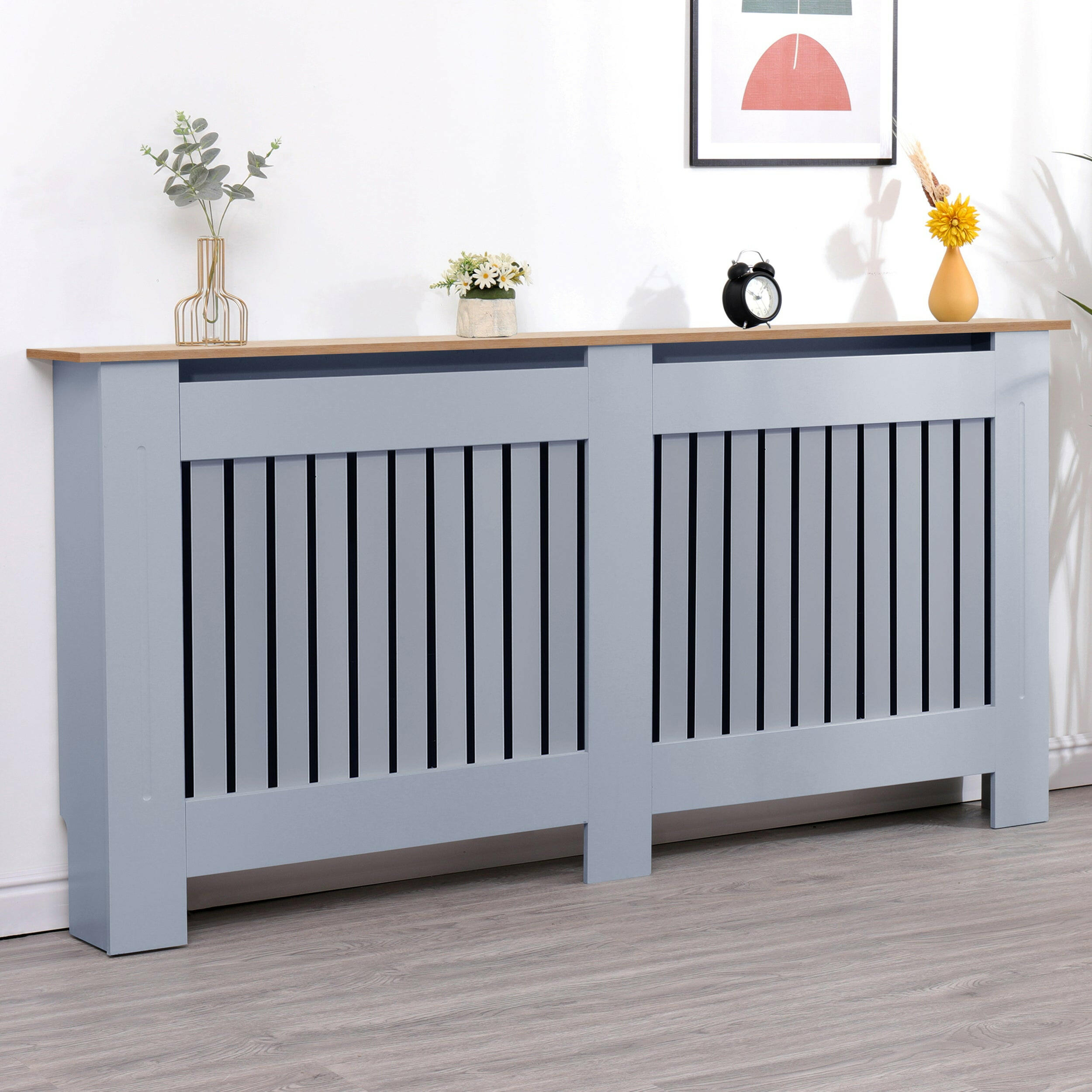 Radiator cover with shelves