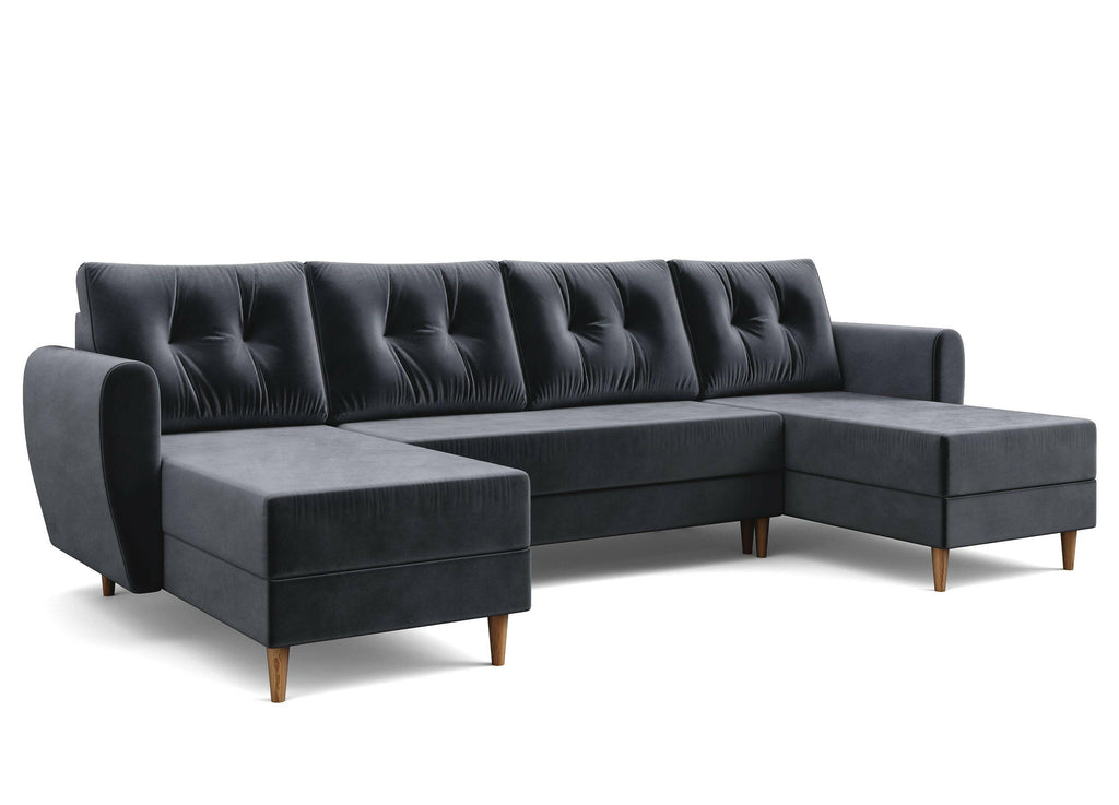 Blisswood™ Corner Sofa Bed U-Shape Velvet Sofa with Storage & Cushions