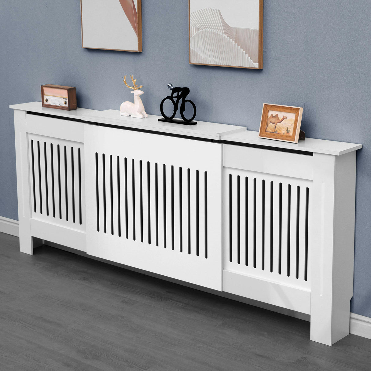 Adjustable radiator covers uk homes with slatted panels and modern design.