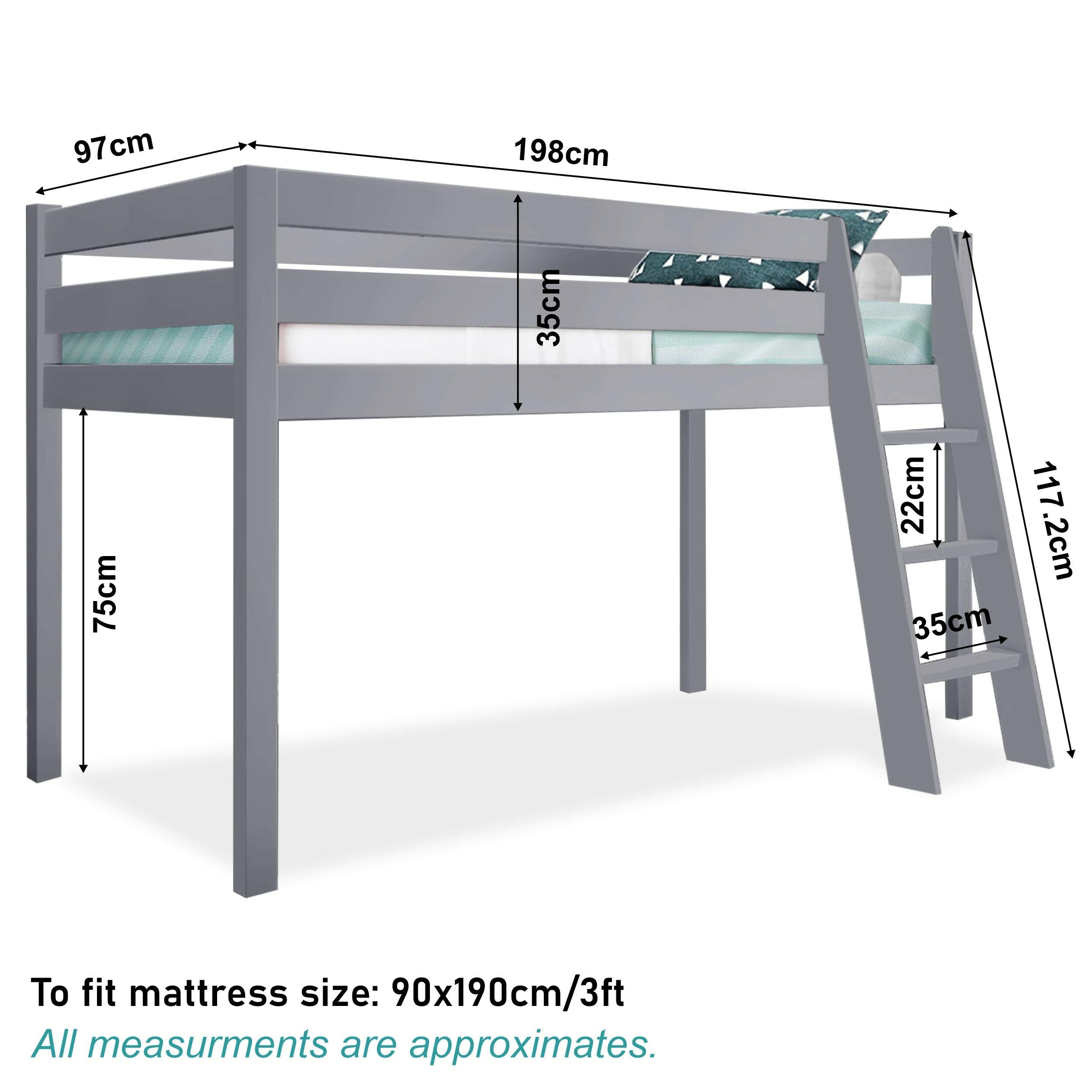 grey bunk bed