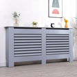 Grey radiator pipe covers with horizontal slats and modern design for stylish interiors.