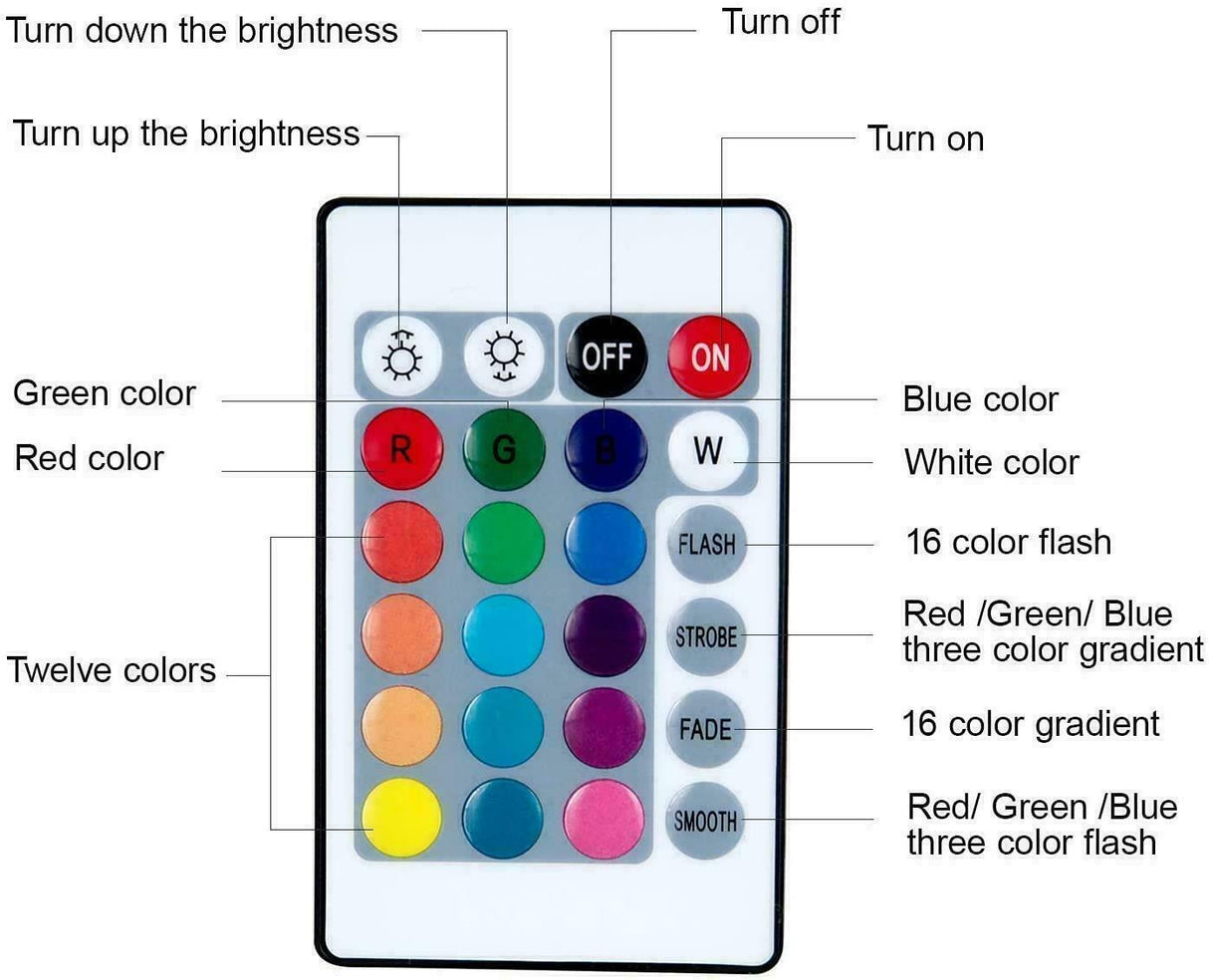 LED coffee table control panel with brightness and color options for light customization