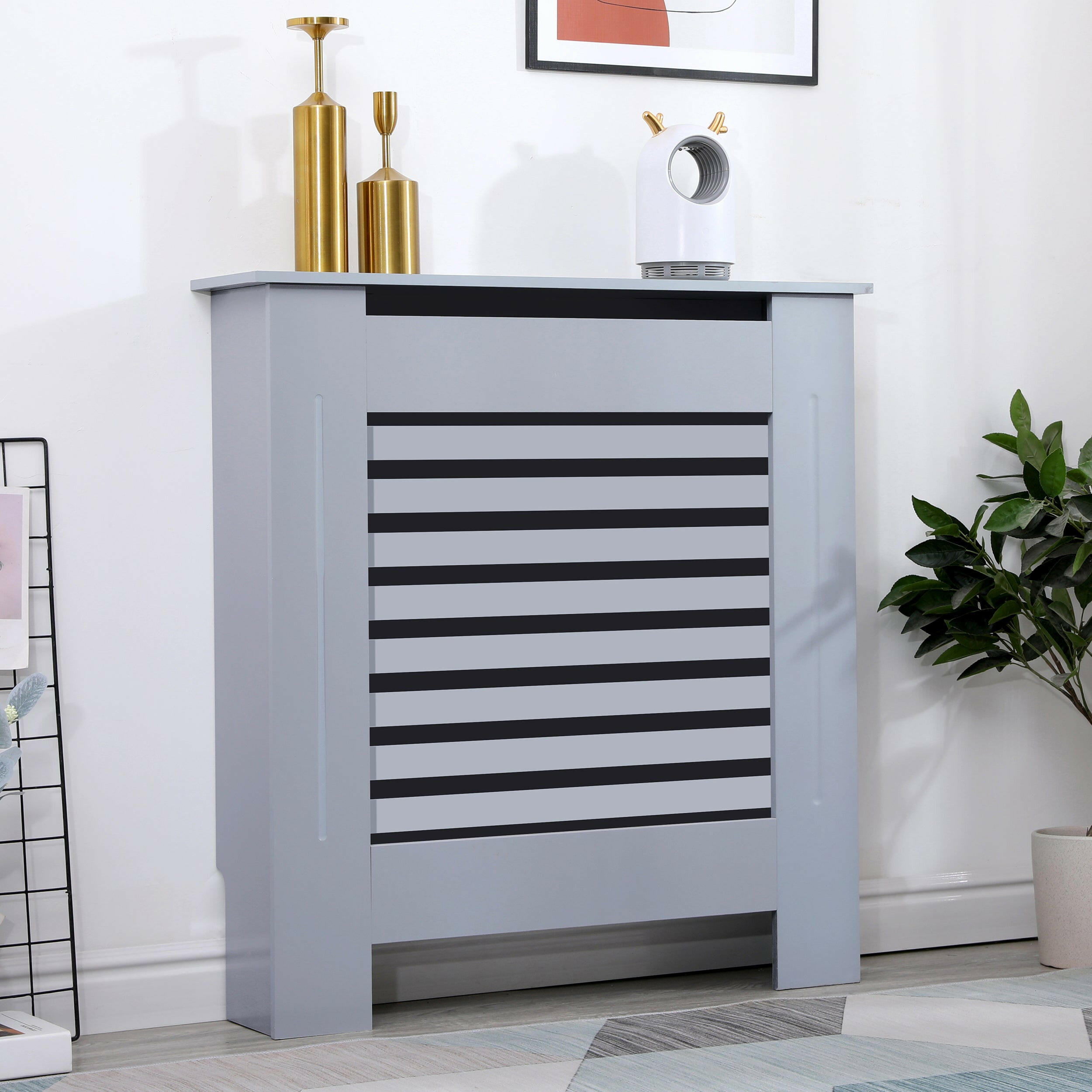 Mini radiator covers white with horizontal slats, compact design, and modern finish